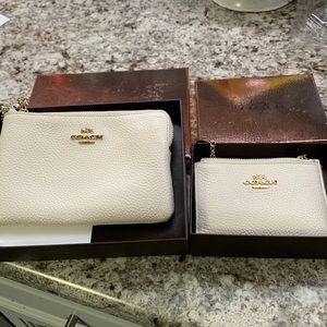 Coach wristlet and key cardholder set.  Cream in color.